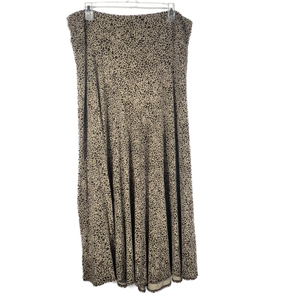 Josephine Chaus Brown and Cream Print Fit And Flare Pull On Skirt - Picture 1 of 6